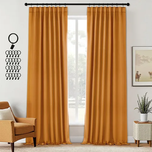 Miniatura 32 de ANRODUO Juego de 2 cortinas con bloqueo de luz del 99%, cortinas de 84 pulgadas de largo, cortinas negras para dormitorio, cortinas con aislamiento