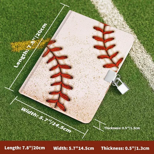 Miniatura 5 de WERNNSAI Diario luminoso de béisbol para niños, diario secreto con cerradura y llaves, cuaderno de diario para niños, regalo de cumpleaños y Navidad