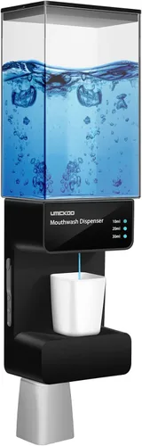 UMICKOO Dispensador automático de enjuague bucal para baño, 23.67 onzas, dispensador de enjuague bucal montado en la pared con tazas magnéticas,