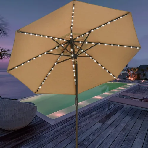 Miniatura 8 de EliteShade - Sombrilla solar de 9 pies / 2.74 metros, con 80 luces LED para patio, mesa al aire libre, con ventilación y cubierta que no se decolora
