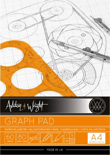Miniatura 4 de Ashton and Wright - A4 Gris - Cuadrícula Gráfica - Papel de 2.82 oz/m² - 60 hojas - Paquete de 2