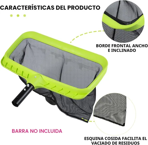 Miniatura 3 de Sepetrel Red de skimmer de hojas para piscina, red de rastrillo profundo con marco reforzado