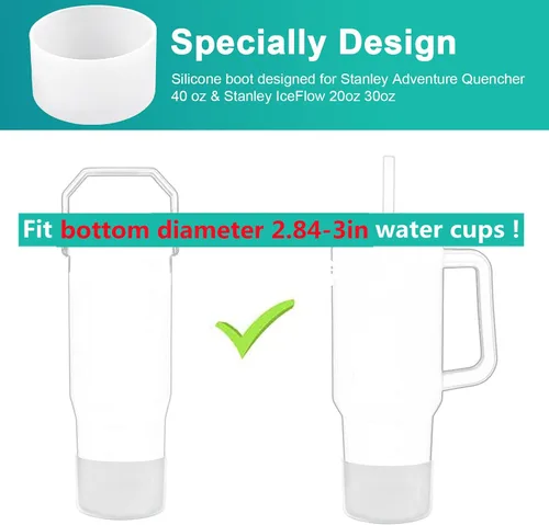 Miniatura 6 de Paquete de 4 botas de silicona para Stanley de 40 onzas Quencher Adventure y Stanley IceFlow de 30 onzas y 20 onzas, reduce los arañazos de ruido