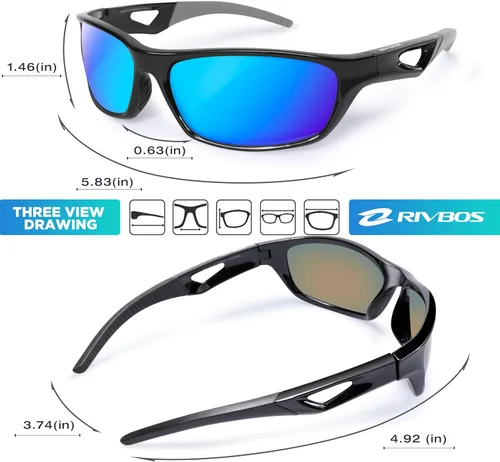 Miniatura 3 de RIVBOS Polarized Sports Sunglasses Driving Sun Glasses Shades for Men Women Tr90 Frame for Cycling Fishing Running RB831