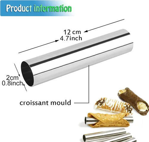 Miniatura 4 de FantasyDay - Moldes antiadherentes para cuerno de color crema, de acero inoxidable, 4.72 pulgadas, kit de tubos de cannoli de gran tamaño, paquete #1