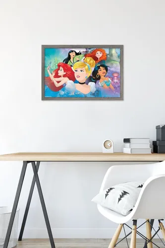 Miniatura 6 de Trends International Disney Princess - Póster de pared de Gaze, 14.72 x 22.37 pulgadas, versión enmarcada de madera de granero