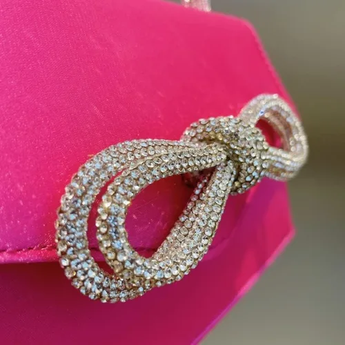 Miniatura 6 de AFB Bolsos de mano de noche con diamantes de imitación para mujer, con lazo de satén, bolso cruzado para fiesta, boda, baile de graduación