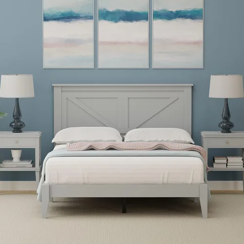 Miniatura 13 de Glenwillow Home Cama de plataforma de madera maciza estilo granja en tamaño individual, color cereza clásica