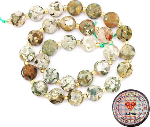 Miniatura 126 de Cuentas de piedras preciosas para la fabricación de joyas, cuentas de monedas facetadas de piedra natural piedra de sangre africana de 0.236 in