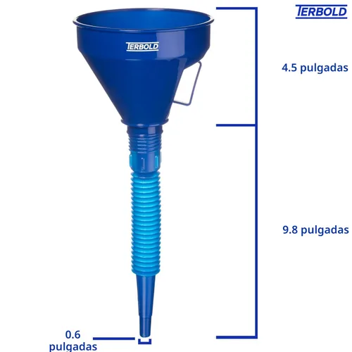 Miniatura 5 de Embudo flexible automotriz con manguera Embudo de aceite flexible de boca ancha para uso automotriz – gas, líquido de transmisión, combustible Azul