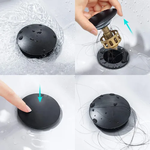 Miniatura 5 de MIAOHUI Drenaje desplegable para fregadero con desbordamiento, tapón de drenaje para lavabo de baño, colador antiobstrucción integrado que se adapta