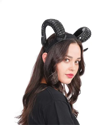 Miniatura 5 de Qhome - Diadema gótica de cuerno de oveja punk, diseño de animales del bosque, fotografía, cosplay, accesorios para fotos steampunk