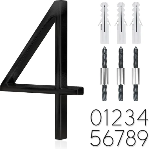 Miniatura 27 de Número flotante de casa de acero inoxidable de 5 pulgadas, números de casa modernos de metal, número de decoración de buzón con kit de clavos, negro