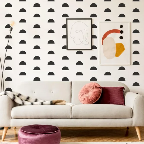 Miniatura 9 de Calcomanías de pared abstractas de vinilo negro de línea irregular gruesa, calcomanías bohemias modernas para despegar y pegar, 120 rayas verticales