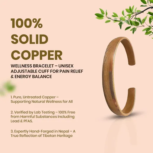 Miniatura 6 de Healing Monk Pulsera de cobre forjado a mano para hombres y mujeres, pulseras de cobre 100% auténticas, pulseras tibetanas reales y genuinas