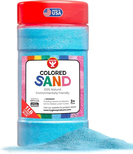 Hygloss Arena de colores para manualidades – Botella de 1 libra, azul claro – Kits de arte de arena sensorial fina y colorida vibrante para niños –