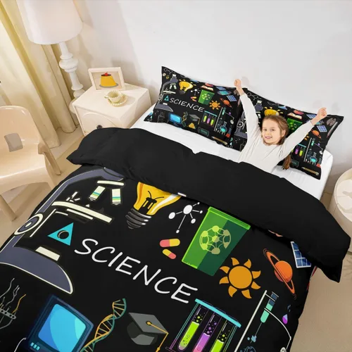 Miniatura 4 de Erosebridal Juego de ropa de cama con temática científica tamaño individual para niños y niñas, adolescentes, regalos de regreso a clases, funda