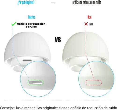 Miniatura 3 de [4 pares] Puntas de repuesto para los oídos para AirPods Pro y AirPods Pro 2 con orificio de reducción de ruido, puntas de silicona para los oídos