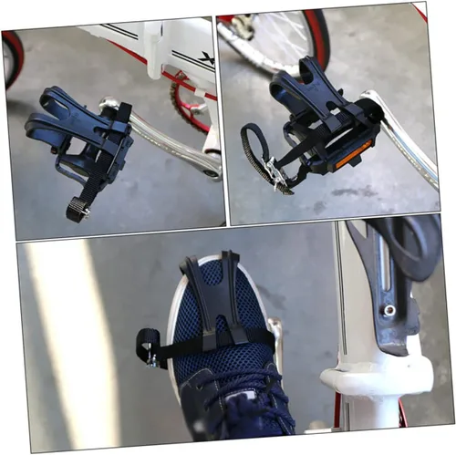 Miniatura 2 de BESPORTBLE Correa para pedal de bicicleta, clip de nailon para el dedo del pie para carretera montaña negro agujero reflectante ajuste pedales