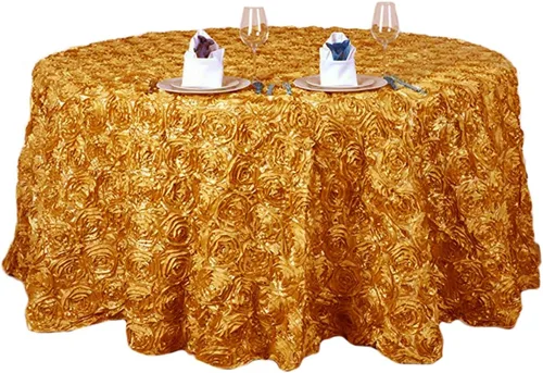 Miniatura 3 de Mantel de satén 3D con rosetas elevadas para fiestas, camino de mesa para bodas, fiestas, comedor, mantelería, manteles redondos de 47 pulgadas