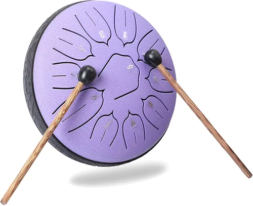 Miniatura 2 de Tambor de Lengua de Acero, Tambor Handpan Ubblove 11 Notas 6 Pulgadas Instrumentos de Percusión con Mazos Bolsa para Meditación Educación Musical 6
