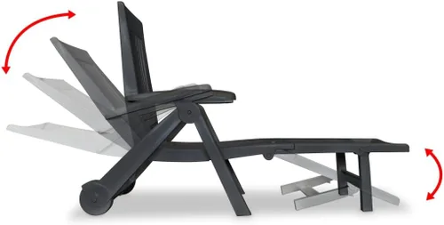 Miniatura 7 de Sillones de patio, tumbonas para exteriores, tumbona con reposapiés de plástico antracita, tumbonas para patio exterior, tumbona