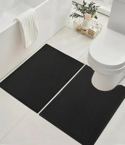 Miniatura 11 de YIHOUSE Juego de 2 tapetes de baño ultrafinos de secado rápido, tapete de baño absorbente para baño, antideslizante, lavable a máquina (beige)
