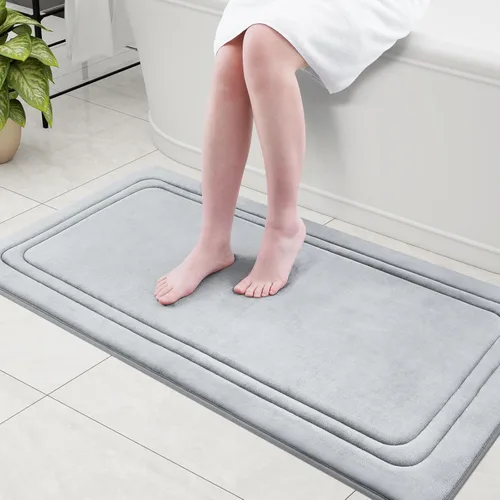 Miniatura 31 de Grandaily Alfombra de baño de espuma viscoelástica de 24 x 16 pulgadas, ultrasuave, antideslizante y absorbente, lavable a máquina, cómoda alfombra