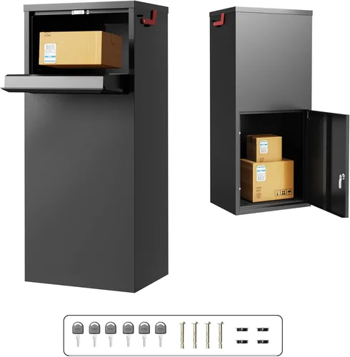 Miniatura 8 de Merapi Cajas de entrega de paquetes para exteriores, 15.24 x 11.42 x 35.47 pulgadas, cajas de entrega de paquetes de hojas laminadas en frío, caja