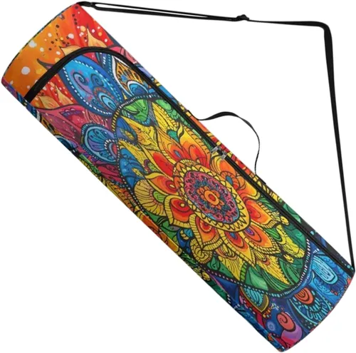 Miniatura 9 de Mandala Yoga Mat Bolsa Portador Cremallera Completa Tamaño Extra Grande 7.9 in*29.9 in Correa Ajustable Pilates Gimnasio Tote Bag Ejercicio
