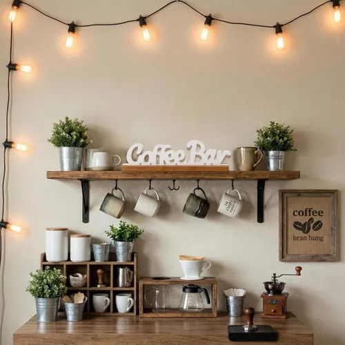 Miniatura 4 de Letreros rústicos de barra de café para decoración de mesa de 16 pulgadas, hecho a mano, acabado envejecido, blanco, letrero de madera para estación