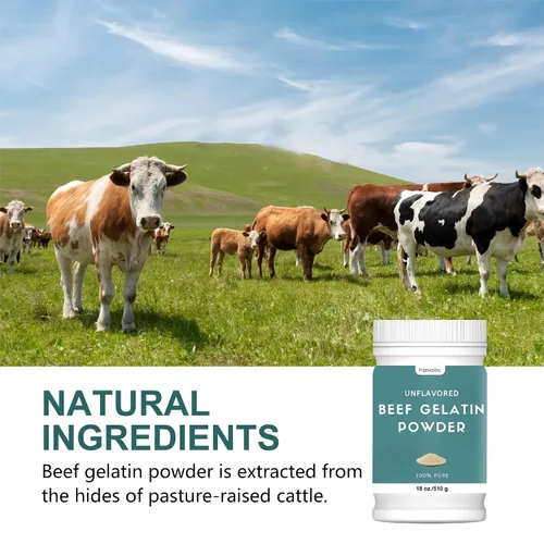 Miniatura 3 de Polvo de gelatina de carne de res de 18 onzas sin sabor, espesante natural, rico en colágeno, utilizado en gelatinas, pudines, dulces, productos