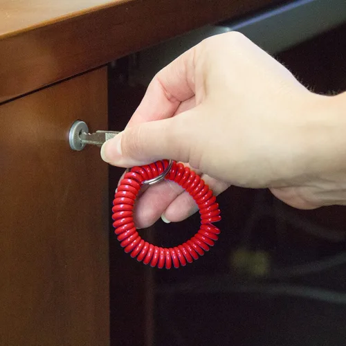 Miniatura 45 de Lucky Line - Resorte de muñeca en espiral de 2 pulgadas de diámetro con llavero de acero, multicolor, pulsera flexible para muñeca, se estira hasta
