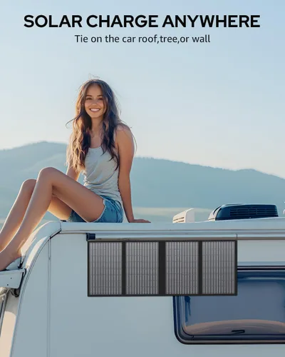 Miniatura 7 de Paneles solares portátiles de 60 W, cargador de panel solar plegable para estación de energía portátil (menos de 500 W), con soportes ajustables