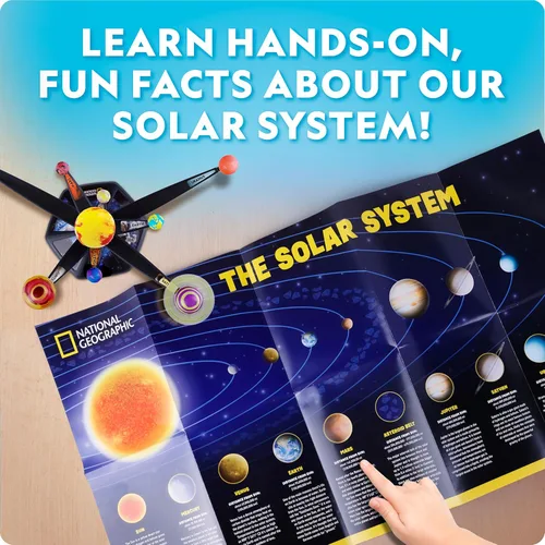 Miniatura 6 de National Geographic - Kit de modelo de sistema solar que brilla en la oscuridad para niños, construye y pinta un modelo planetario 3D con brazos