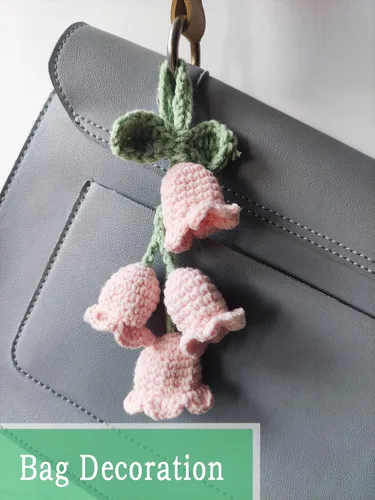 Miniatura 3 de Linda flor rosa espejo de coche colgante flor decoración adolescentes interior espejo retrovisor accesorios hecho a mano rosa colgante de coche