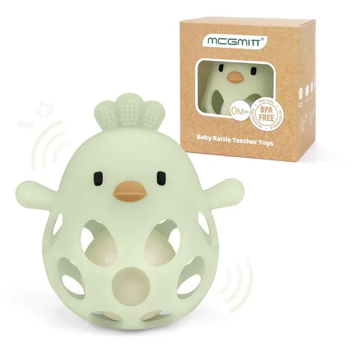 Miniatura 13 de MCGMITT Mordedores para bebés 3-6 meses, sonajas de silicona de fácil agarre para bebés 0-6 meses, juguetes Montessori para bebés sin BPA no tóxicos