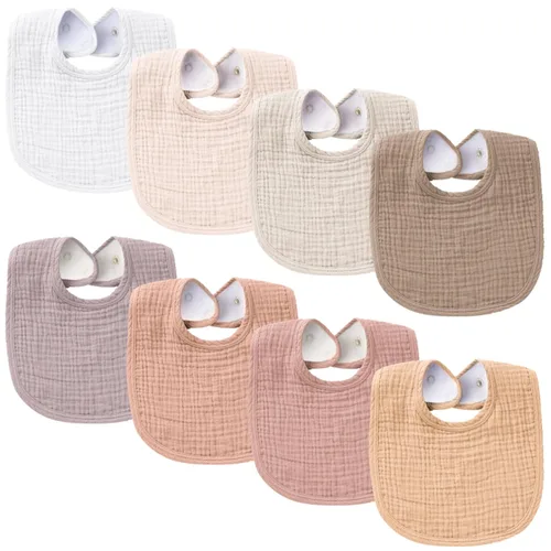 Miniatura 19 de Konssy Baberos de Muselina para Bebé Paquete de 8 Baberos Bandana para Babear de Algodón para Niños y Niñas Unisex, Conjunto Suave y Absorbente