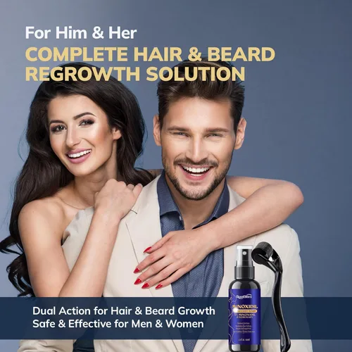 Miniatura 13 de Kit de Minoxidil 5% para Hombres y Mujeres con Rodillo Dérmico de 0.25 mm – Kit de Crecimiento de Barba y Spray para el Crecimiento del Cabello – Se