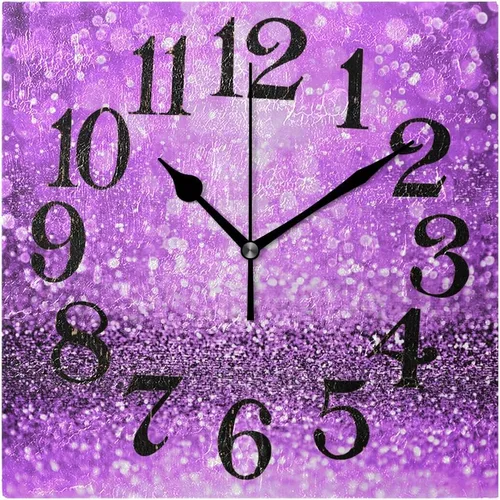 Miniatura 11 de Naanle Reloj de pared acrílico con estampado de purpurina rosa brillante, diseño de princesa para niña, redondo, cuadrado, diamante, pintura al