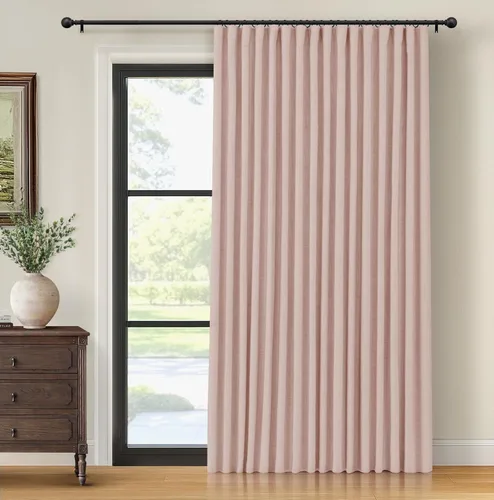 Miniatura 13 de INOVADAY Cortinas térmicas para puerta corredera 100% opacas para dormitorio, cortinas de puerta corrediza de vidrio extra anchas para patio, lino