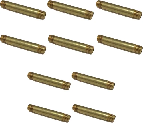 Boquilla de latón 1/8" X 1/8", 2-1/2" de longitud, macho NPT MNPT combustible/aire/agua/aceite/gas WOG (cantidad 10)