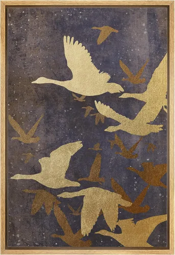 Miniatura 18 de NWT Impresión en lienzo enmarcado para pared, acuarela, grullas, pájaros volando, naturaleza salvaje, ilustraciones de arte moderno decorativo