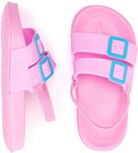 HOBIBEAR Sandalias de exterior para niños y niñas, zapatos planos con punta cerrada, zapatos de agua para niños, zapatos de playa de verano