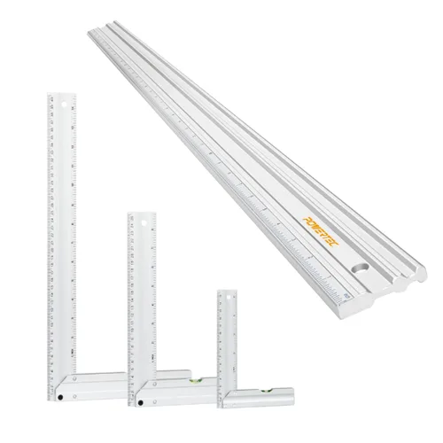 POWERTEC Reglas rectas de aluminio para maquinista de 38 pulgadas y escuadra en L de 3 piezas, para verificar deformaciones de superficie,
