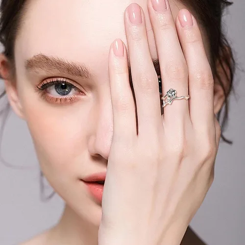 Miniatura 17 de CANDYFANCY Anillo de nudo celta de plata de ley 925 abierto para el dedo medio nudillo para mujer, tamaño ajustable 4-7