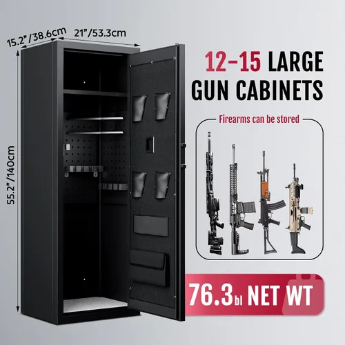 Miniatura 2 de KAER Caja fuerte para 12-15 armas, cajas fuertes biométricas para armas, caja fuerte para rifles, caja fuerte para armas para rifles y pistolas