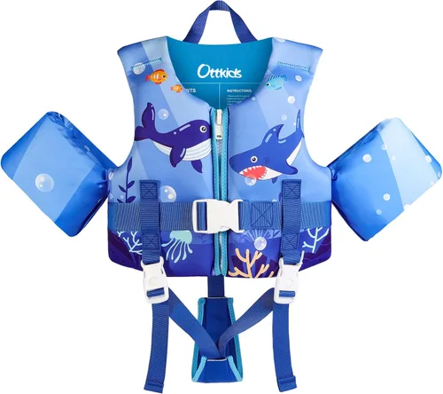 Chaleco de natación para niños pequeños para niños de 20 a 44 libras, chaleco de entrenamiento de natación ajustable con correa de seguridad