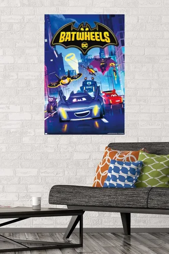 Miniatura 2 de DC Comics - Póster de pared con diseño de ruedas para TV, 34 pulgadas de largo x 22.4 pulgadas de ancho, versión premium sin marco