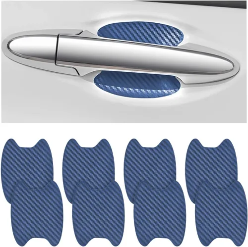 Miniatura 23 de 8 unidades de calcomanías para manija de puerta de coche, protector antiarañazos de fibra de carbono para taza de puerta de coche, película
